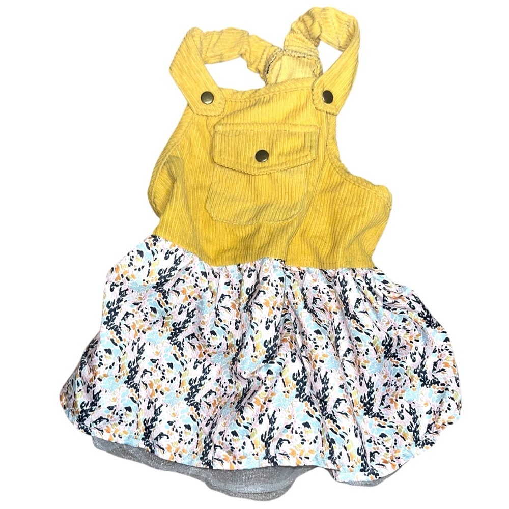 Frisco Gold Corduroy Flower Dog Dress